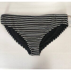 Swimsuit Bikini Bottom Women Size 2X 20W Black White Chevron Mid Rise New w Tags